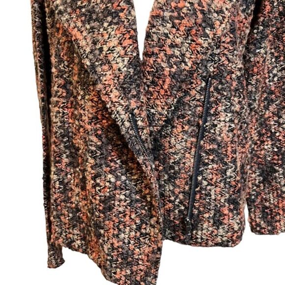 Mystree Wool Blend Side Zip Flap Lapel Jacket Tweed Orange Brown Size Small - Picture 3 of 10